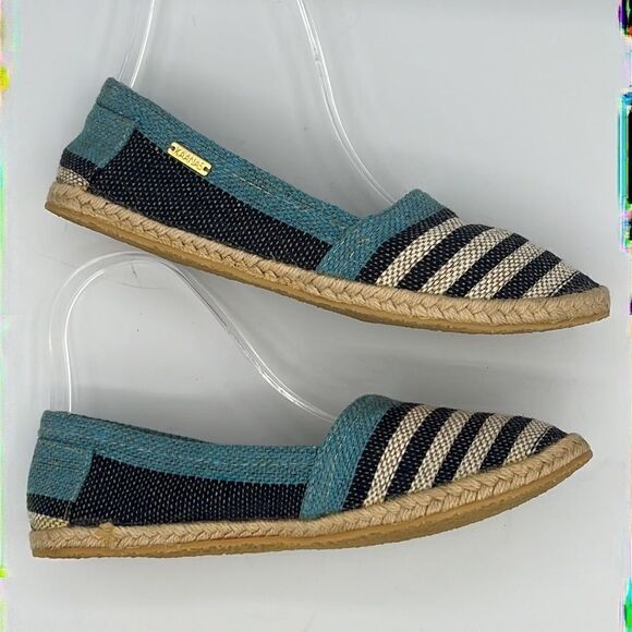 Kaanas Striped Blue/White Espadrilles With Blue Trim Size 7 / EU 37 - Picture 9 of 13